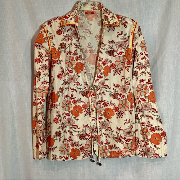 Roberta Freymann 100% Cotton Floral Blouse Size L - Picture 2 of 10